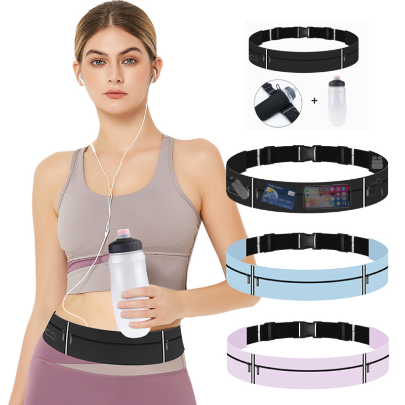Running Jogging Gear - 女性用ランニングベルトウエストバッグ、ウォーターボトル550ml付き、男性用スポーツファニーパック、携帯電話ポーチ、ジョギングジムバッグ、ハイドレーションラン