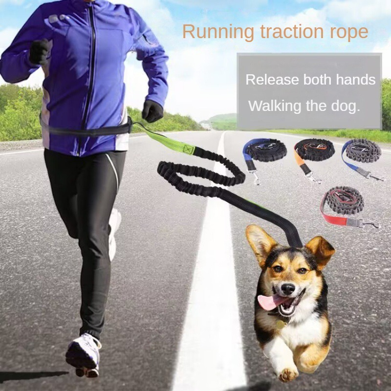 Running Jogging Gear - ハンズフリー犬用リード ペットの散歩、ランニング、ジョギング用 調節可能な犬用リード ウエストベルト チェストストラップ 牽引ロープ